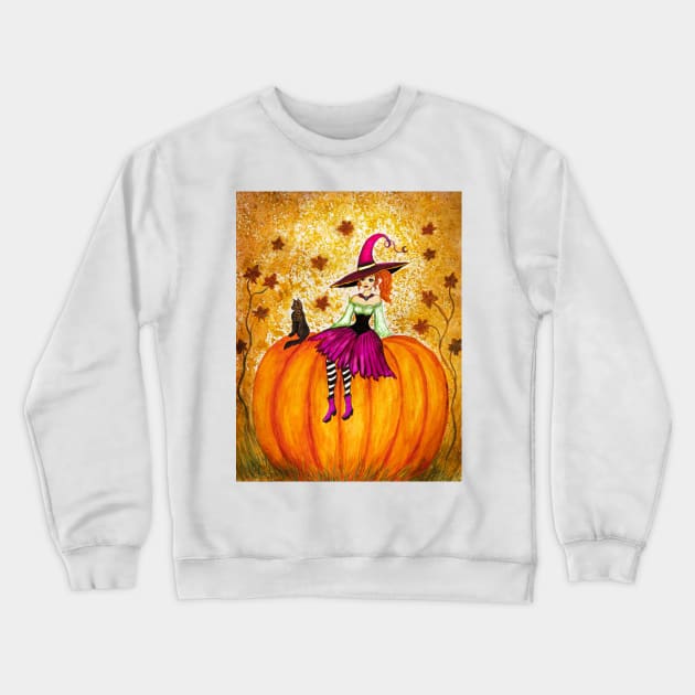 Redhead witch ready for autumn Crewneck Sweatshirt by redwitchart